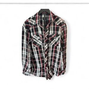Gioberti Black and Red Plaid Pearl Snap Shirt